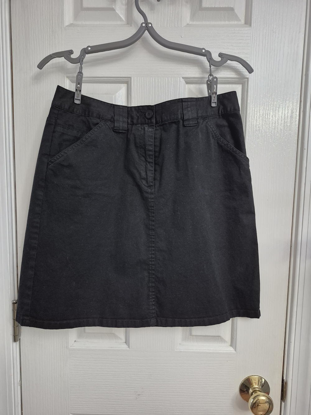 Talbots Black A-Line Mini Skirt with Front Pockets
